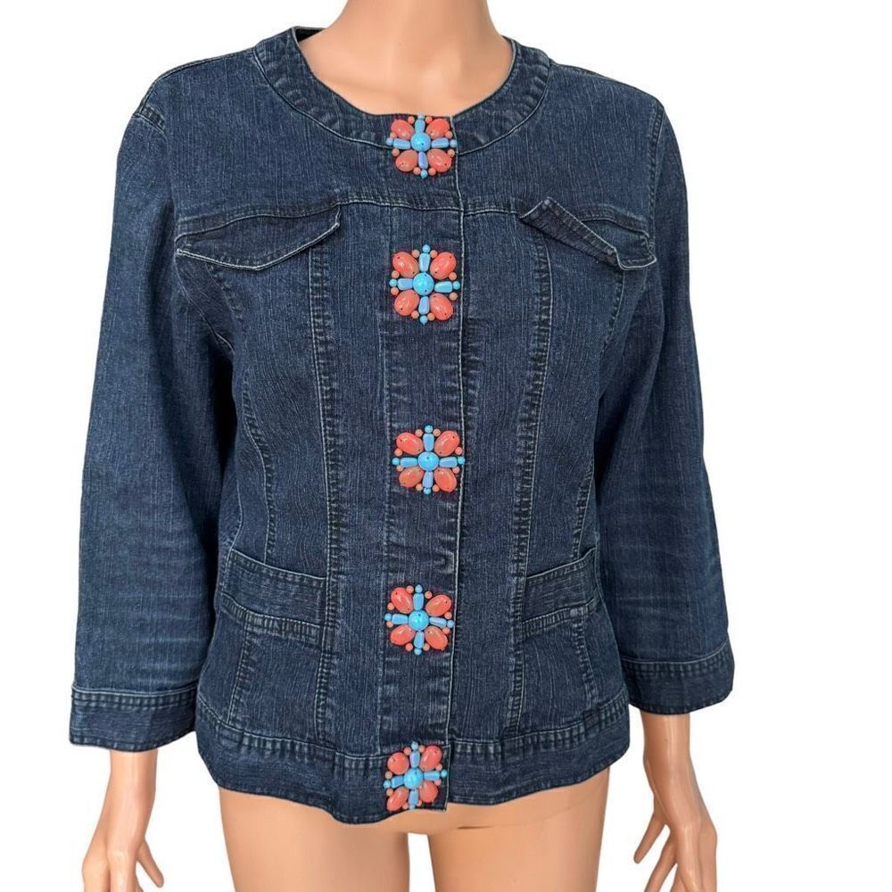 Ruby Rd Womens Boho Denim Jacket size 16